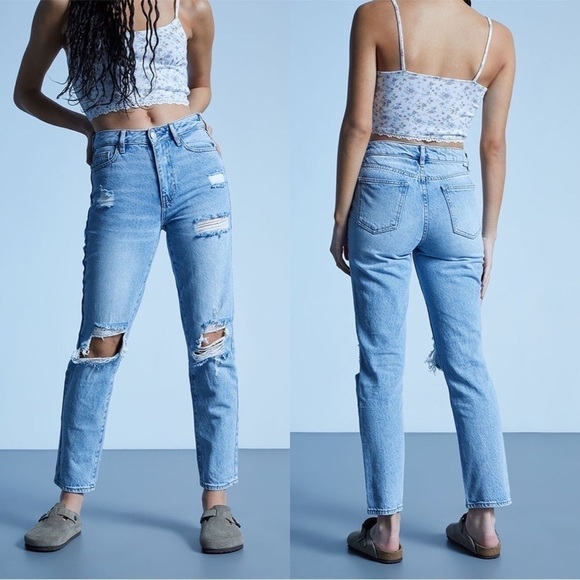 PacSun Denim - PACSUN Distressed High Rise Mom Jeans Medium Wash sz 27